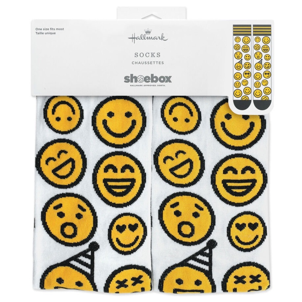 “Smiley Faces” Novelty Crew Socks by Hallmark Shoebox